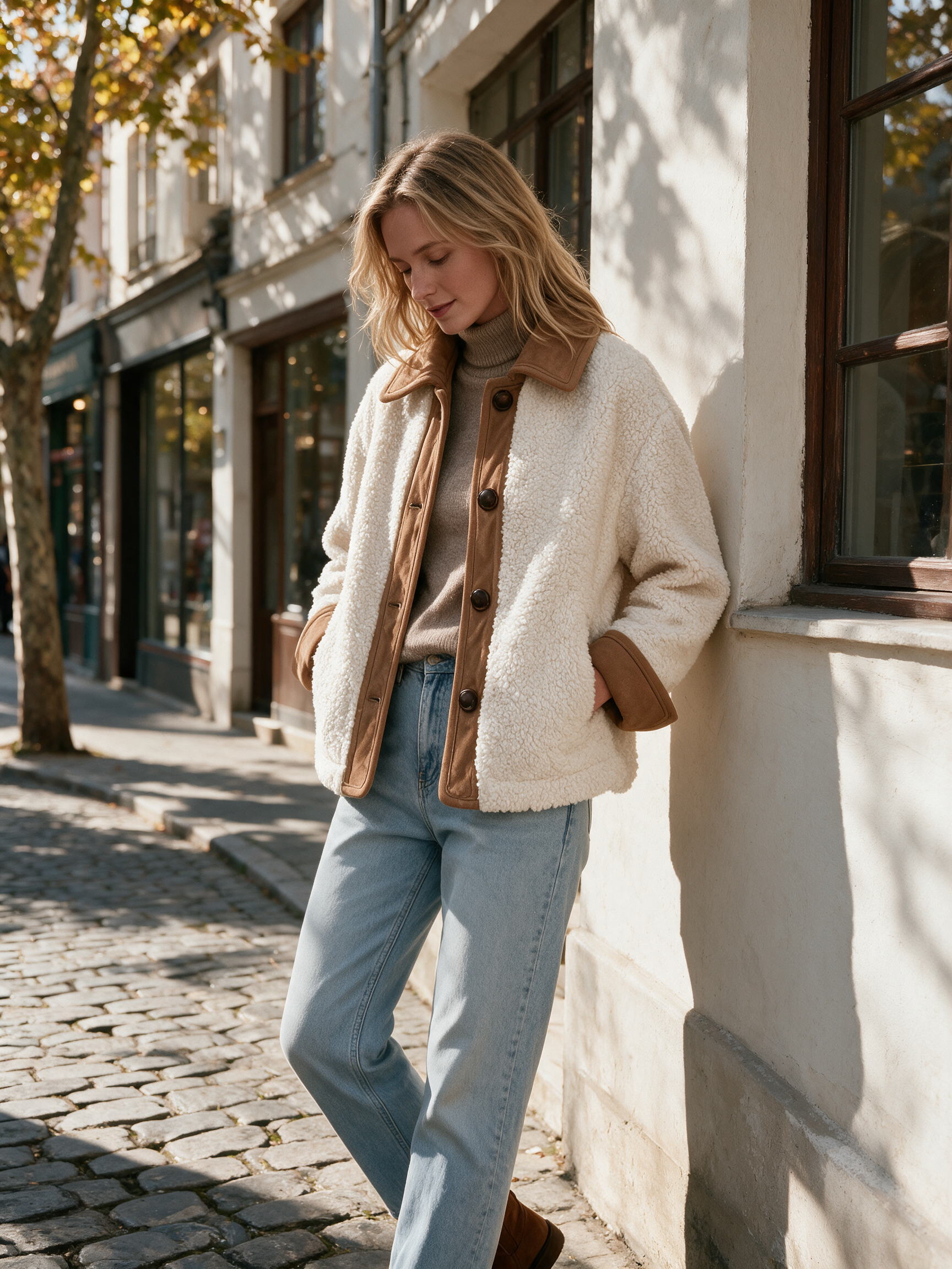 Effortless Winter Faux Shearling Jacket Top