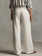 Relaxed Linen Wide-Leg Pants In Soft Ivory