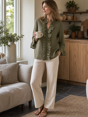 Effortless Chic Linen Gauze Bell Sleeve Top