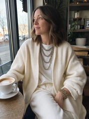 Casual Off-white Soft Textured Coat
