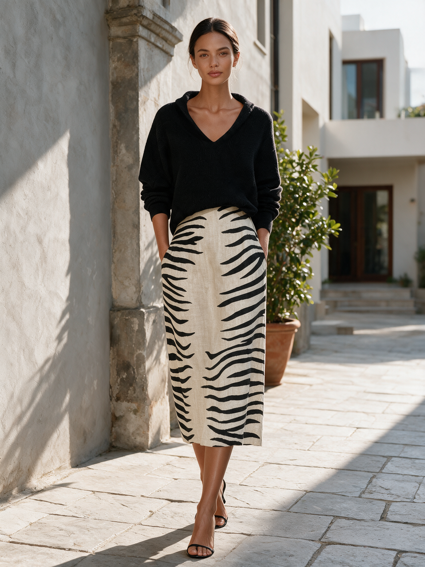 Effortless Chic Zebra Print Skirt Outfit Set