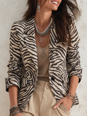 Modern Sand Zebra Print Blazer