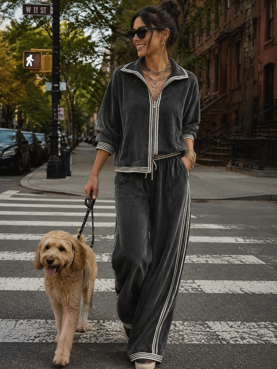 Casual Charcoal Gray Striped Jacket And Trousers Suit