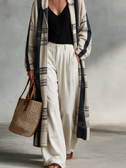 Effortless Boho Oversized Striped Duster Cardigan