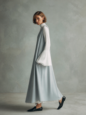 Sleeveless V-Neck Maxi Dress With Layered Turtleneck Top Set