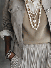 Effortless Chic Linen Blend Oversized-Fit Dove Grey Casual Jacket