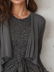 Chic Charcoal Polka Dot Tie Front Blouse
