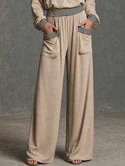 Modern Boho Pocket Detail Two-Piece Pants Set