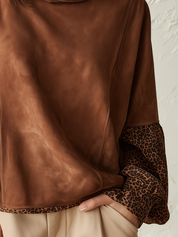 Vintage Brown Sleeve Mock Neck Blouse
