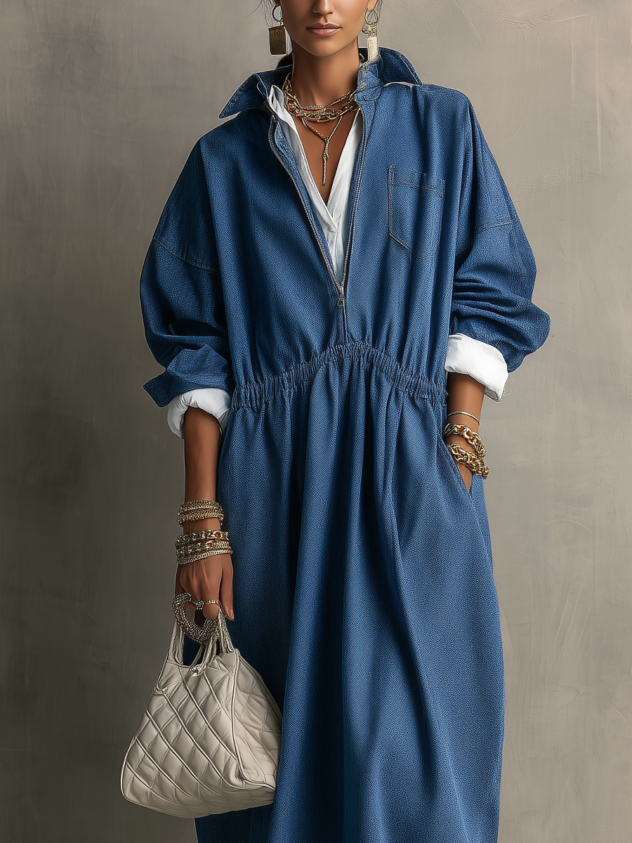 Bohemian Denim Shirt Dress