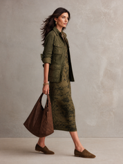 Effortless Cotton Canvas Relaxed-Fit Moss Green Cargo Jacket