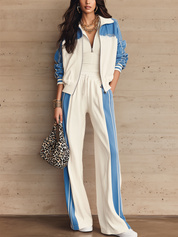 Stylish Blue And White Casual Suit