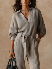 Bohemian Soft Gray Knit Set