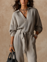 Bohemian Soft Gray Knit Set