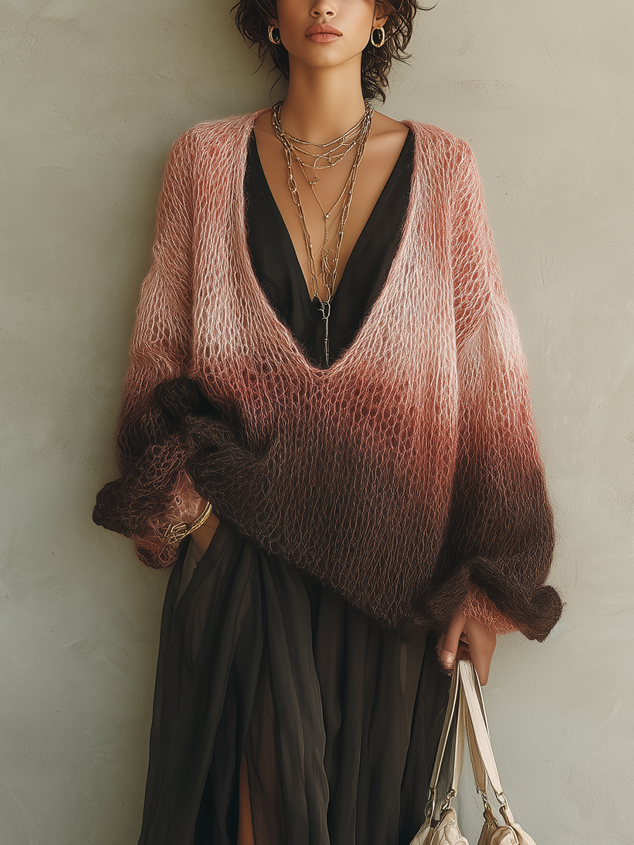 Bohemian Gradient Sweater Dress Set