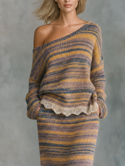 Romantic Boho One-Shoulder Knit Top