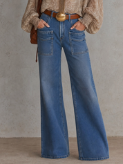 Western Boho High Waist Wide Leg Jeans