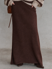 Quiet Luxe Chocolate Knit Maxi Skirt