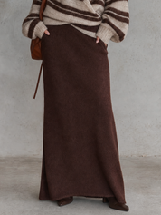 Quiet Luxe Chocolate Knit Maxi Skirt