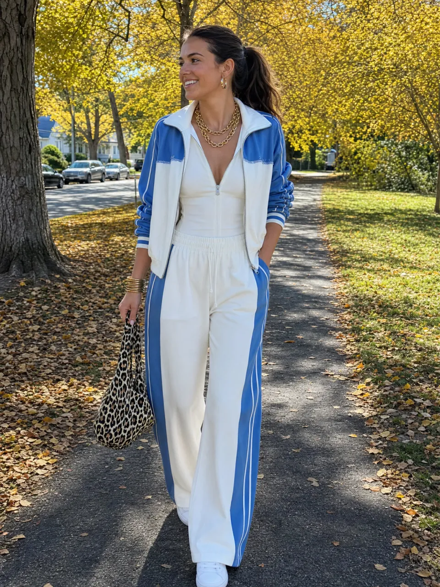 Stylish Blue And White Casual Suit