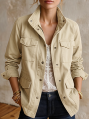 Effortless Chic Roll Sleeve Safari Jacket
