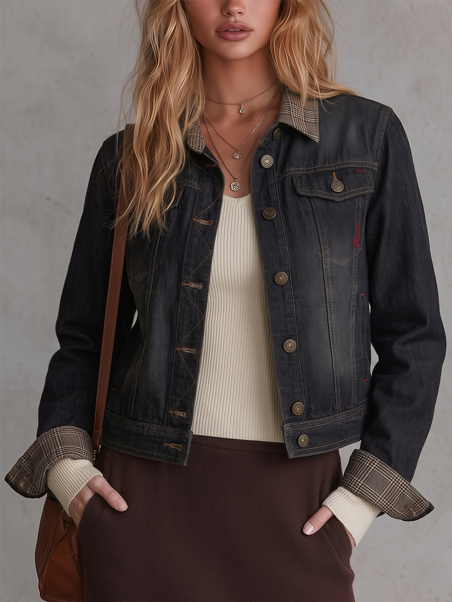 Effortless Chic Dark Wash Button Front Jacket