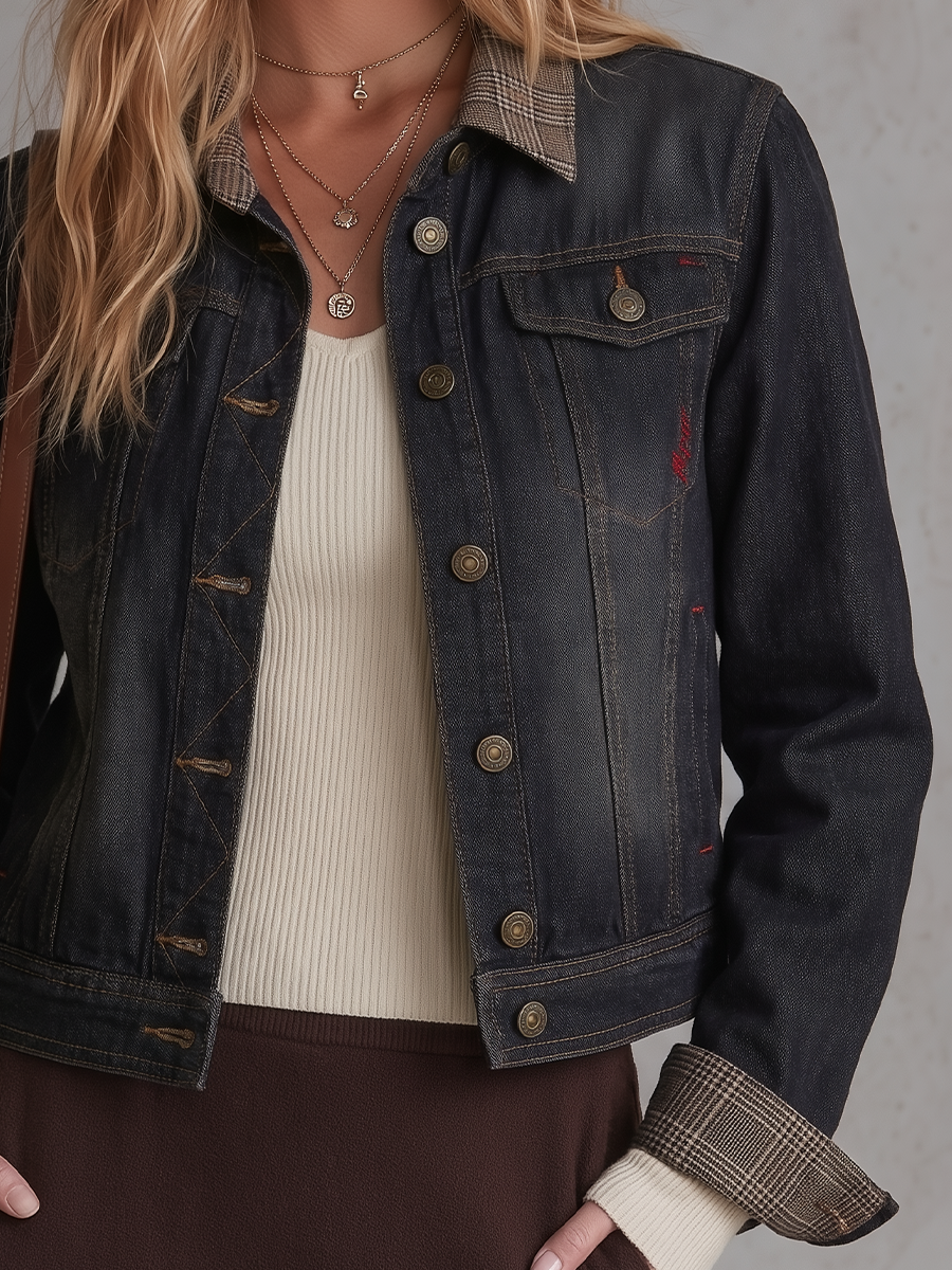 Effortless Chic Dark Wash Button Front Jacket