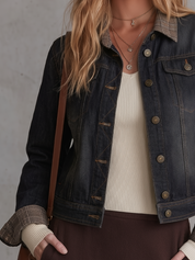 Effortless Chic Dark Wash Button Front Jacket