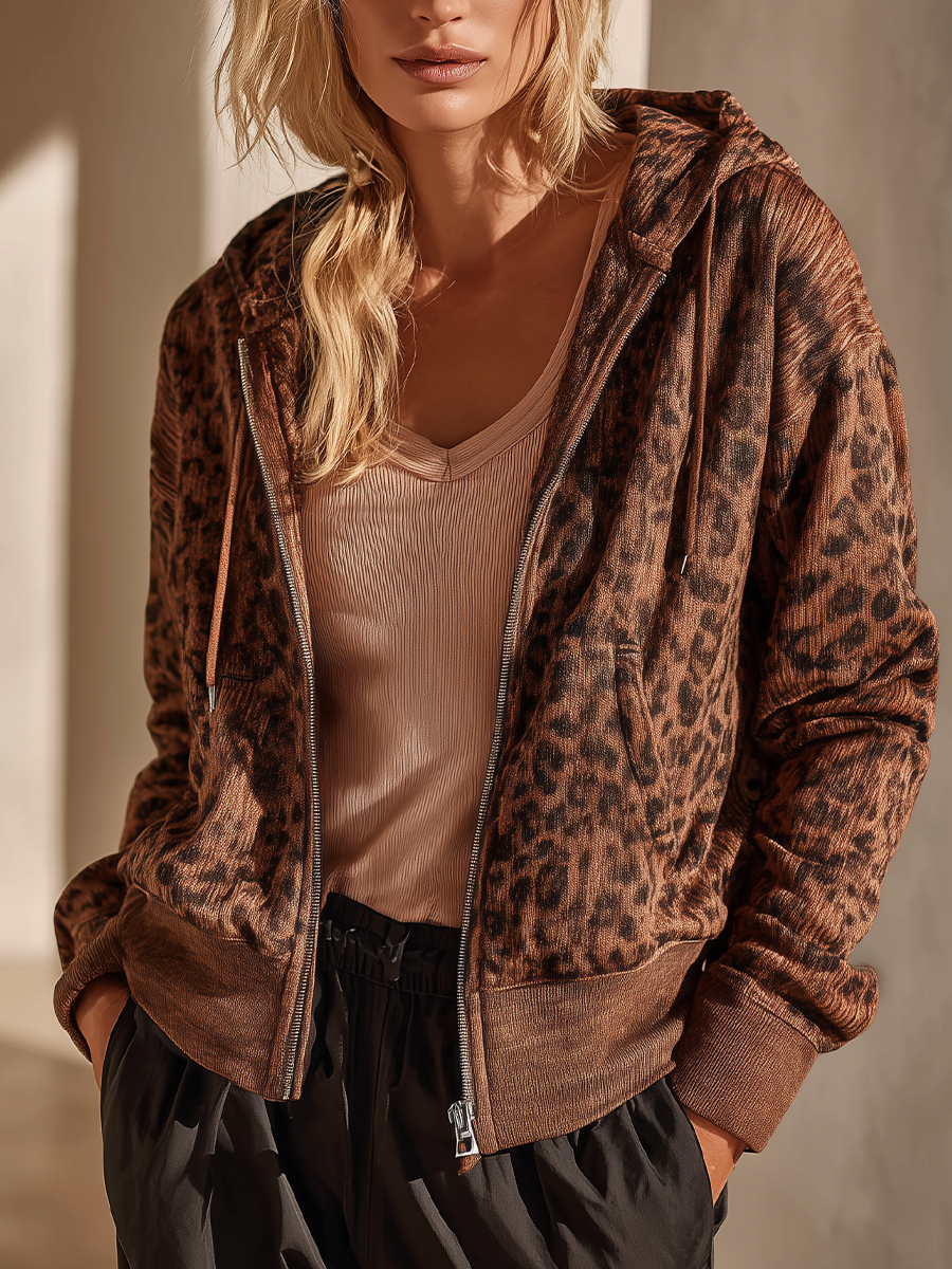 Cozy Luxe Hooded Leopard Print Coat