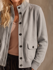 Effortless Chic Pocket Detail Bomber Jacket