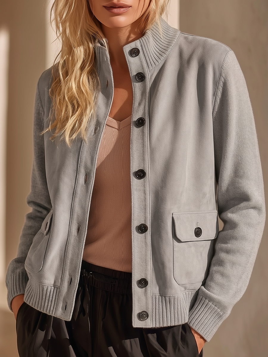 Effortless Chic Pocket Detail Bomber Jacket