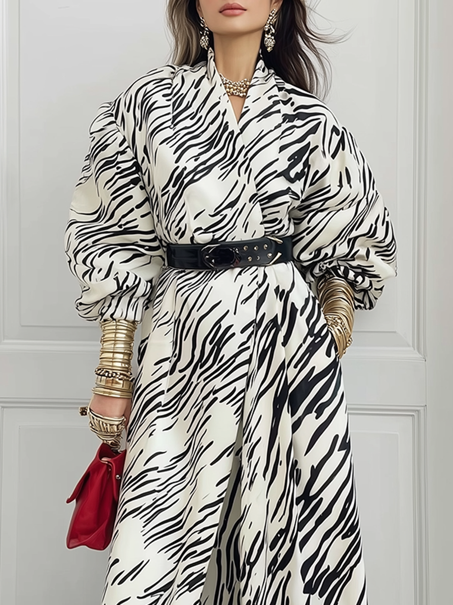 Statement Ivory Zebra Print Belted Trench Coat