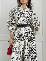 Statement Ivory Zebra Print Belted Trench Coat