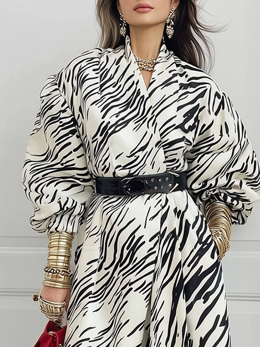 Statement Ivory Zebra Print Belted Trench Coat
