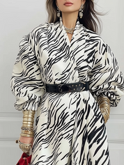 Statement Ivory Zebra Print Belted Trench Coat