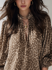 Bohemian Brown Leopard Print Mini Dress