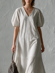 Modern Minimal Cotton Stripe A-Line Dress