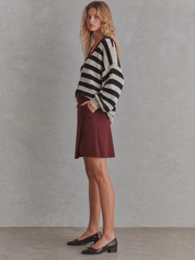 Effortless Chic Oversized Knit Top & Burgundy Skort Outfit