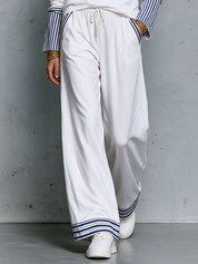 Coastal Luxe Striped Collar Top & Wide Leg Pants Set