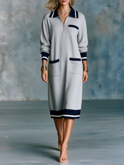 Effortless Office Pocket Detail Knit Dress