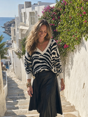 Bohemian Knit Zebra Print Sweater