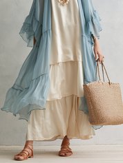 Mediterranean Romantic Sheer Robe & Layered Maxi Dress Set