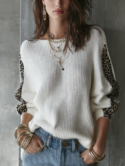 Casual Knitted Leopard Print Long-sleeved Sweater