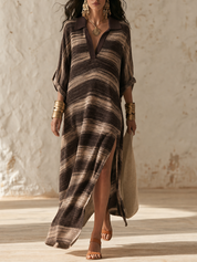 Effortless Resort Polo V-Neck Side Slit Dress