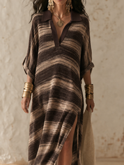 Effortless Resort Polo V-Neck Side Slit Dress
