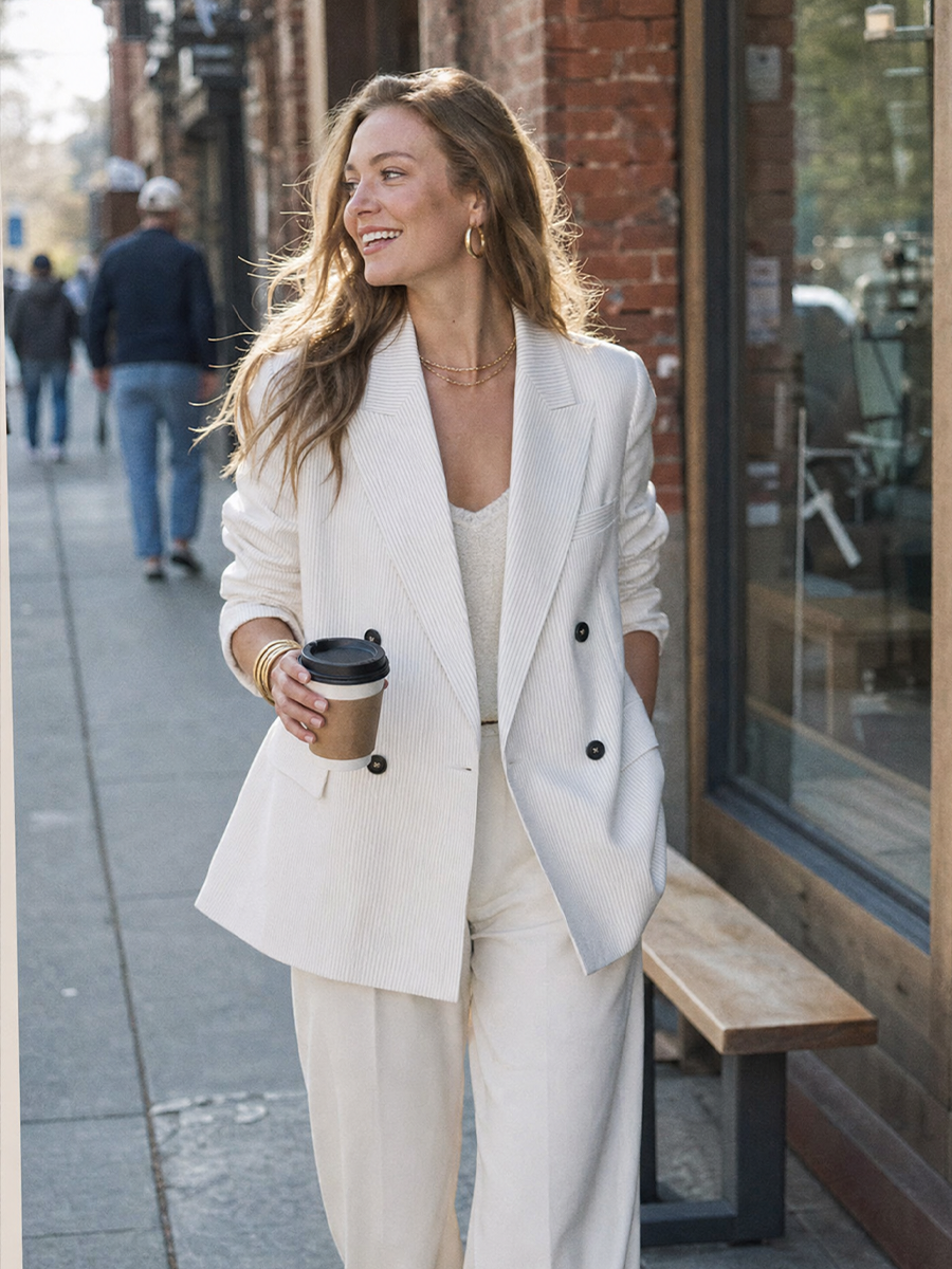 Casual Striped Suit Jacket