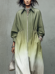 Bohemian Sage Green Gradient Trench Coat
