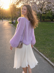 Romantic Lavender Mohair Floral Sweater