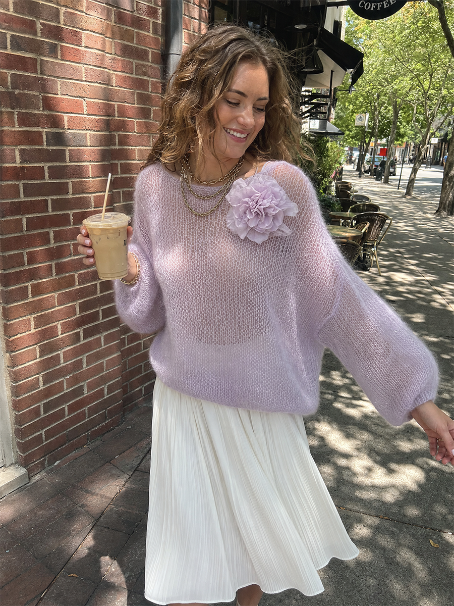Romantic Lavender Mohair Floral Sweater