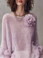 Romantic Lavender Mohair Floral Sweater